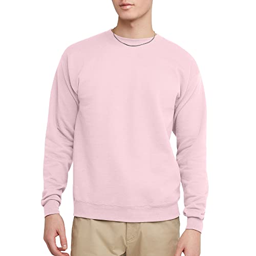 Hanes Men's EcoSmart Fleece, Pullover Crewneck Sweatshirt, 1 or 2 Pack, Pale Pink-1 Pack, Large