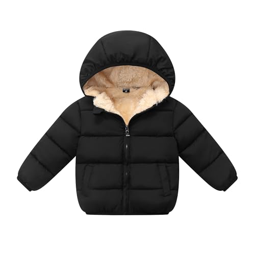 Toddler Baby Hooded Down Jacket Boys Girls Kids Thicken Warm Winter Coat Outerwear 18-24M Black