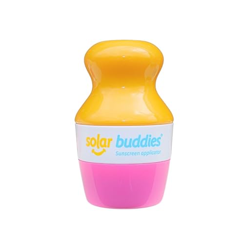 Solar Buddies Sunscreen Applicator - Single Pink - BPA-Free Refillable Roll on Sponge Sunscreen, Suncream & Lotion Applicator For Kids, Adults & Families - Holds 3.4fl oz, Perfect Size for Travel