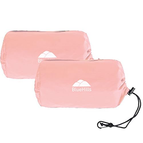 BlueHills Ultra Compact Travel Blanket 2 Pack Large Soft Cozy Portable Blanket Sheet with Carry Case and for Flight Airplane Car Layover Camping Hotel C206-2PK-Pink