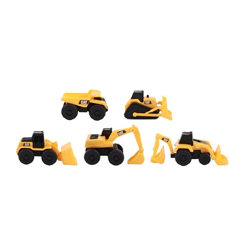 CAT Construction Toys, Little Machines 5pk Truck Toy Set, Includes Dump Truck, Front Loader, Bulldozer, Backhoe, and Excavator Vehicles with Moving Parts, Ages 3+