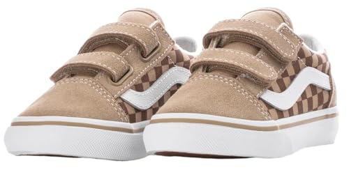 Vans Kids T Old Skool V (Toddler) Sneaker, Neutral Checkerboard Brown/True White, 8 US Unisex