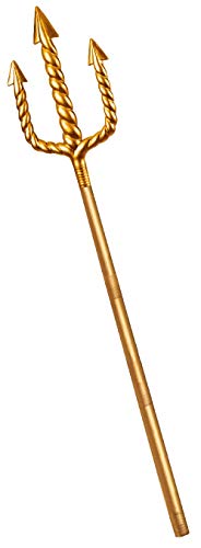 Nicky Bigs Novelties King Neptune Gold Trident 5-Piece Prop - Poseidon Staff Lightweight Adjustable Plastic Hollow Trident Prop - Cosplay Pitchfork Halloween Costume Accessory, One Size