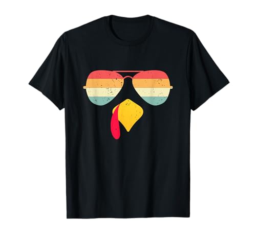 Cool Turkey Face With Sunglasses Funny Thanksgiving For Boys T-Shirt