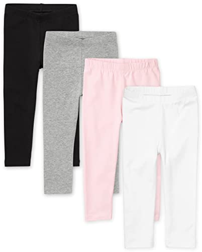 The Children's Place Baby Girls And Toddler Girls Leggings,Black/White/Shell/ H/T Smoke- 4 Pack,5T