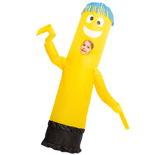 Spooktacular Creations Inflatable Costume Tube Dancer Wacky Waving Arm Flailing Halloween Costume Child Size (Yellow)