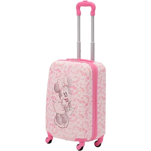 FUL Unisex Kid's Disney Minnie Mouse 21 Inch Carry On Luggage, Hardshell Rolling Suitcase with Spinner Wheels, Pink-Floral