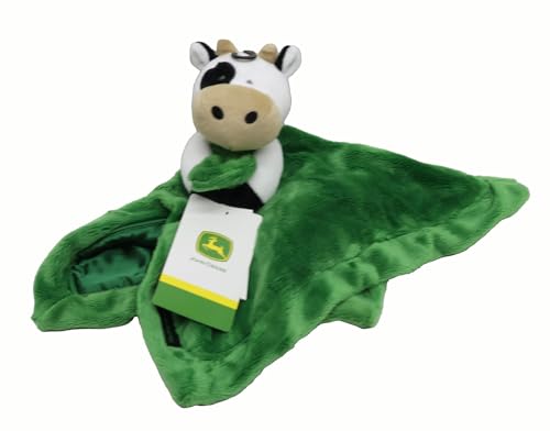 John Deere Baby Cuddle Snuggle Security Blanket Boy Girl Farm Animal Cow Pig Chick, GREEN