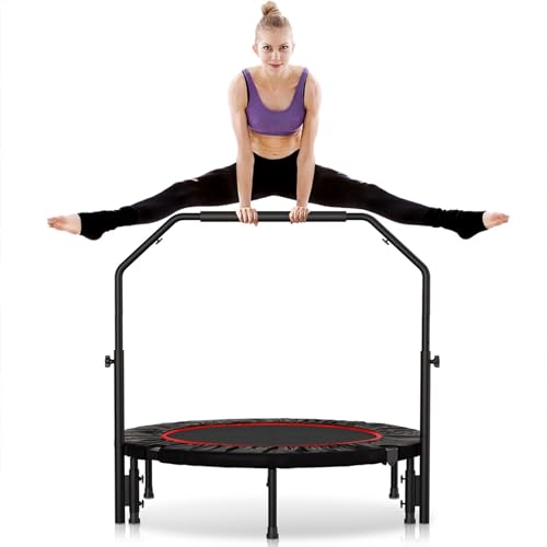 450 LBS Rebounder for Adults,40' Mini Rebounder Foldable Fitness Rebounder with Adjustable Foam Handle, Rebounder Jumping Cardio Trainer for Indoor/Outdoor Exercise Workout