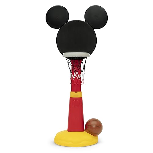 Delta Children Disney Mickey Mouse Plastic Basketball Set - Includes Basketball Hoop, 1 Basketball and Ball Pump, Red/Black