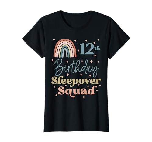 12th Birthday Boho Rainbow Sleepover Squad Pajamas for Girls T-Shirt