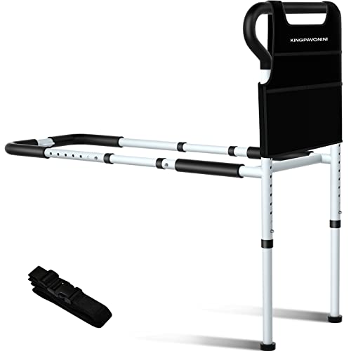 KingPavonini Bed Rails for Elderly Adults Safety - Adjustable Bed Cane with Non-Slip Ergonomic Handle and Storage Pocket, Stable Bed Assist Rails for Seniors Hold up to 300 Lbs, Tool-Free Assembly