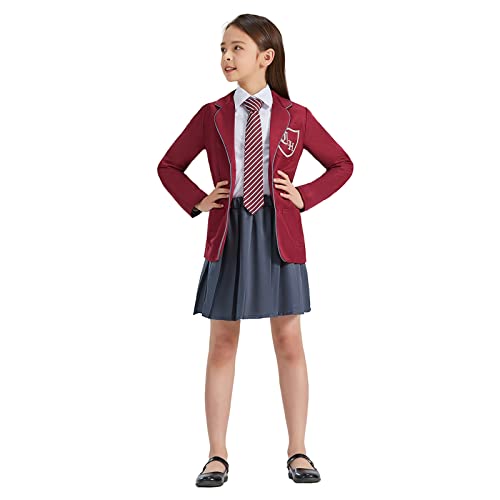 AwwwCos Matilda the Musical Cosplay Red Costume School Girl Dress Uniform Suit Skirt Tie Halloween Party Outfit Women