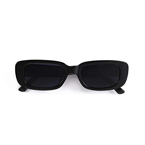 BOJOD Rectangle Sunglasses for Women Men Fashion Trendy Chunky Frame 90s Rectangle Sunglasses Black