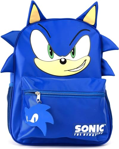 AI ACCESSORY INNOVATIONS Sonic Backpack for Boys & Girls, Bookbag with Adjustable Shoulder Straps & Padded Back,16 Inch Schoolbag with 3D Features