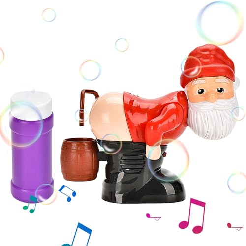 Santa Claus Bubble Maker Toy Funny, Santa Automatic Fart Bubble Machine with Flashing Lights & Music, Christmas Bubble Blower for Outdoor & Indoor Activity Funny Toy