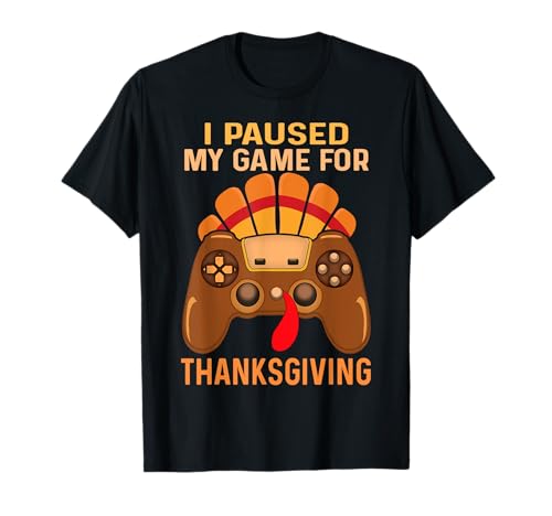 Happy Thanksgiving gaming fall Turkey gamer boys kids men T-Shirt