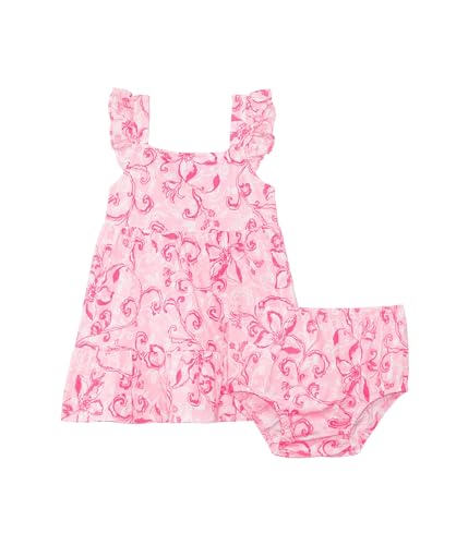 Lilly Pulitzer Girls' Charlize Infant Dress (Little Kid), Conch Shell Pink Flamingle Garden