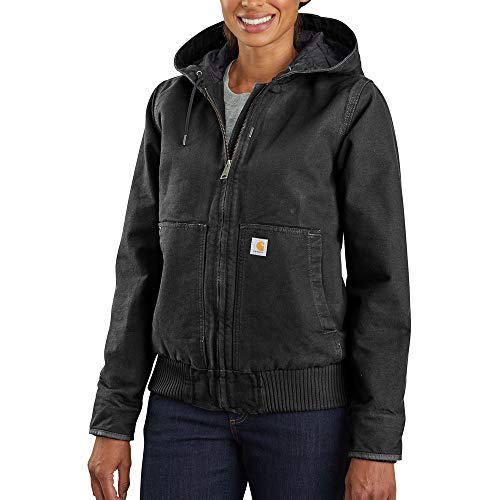 Carhartt Women's WJ130 Washed Duck Active Jac, Black, Medium