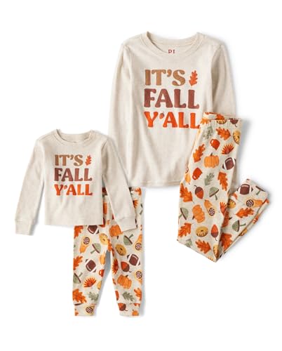 The Children's Place Baby Toddler 2 Piece Family Matching, Holiday Pajama Sets, Cotton, Its Fall Yall, 4T