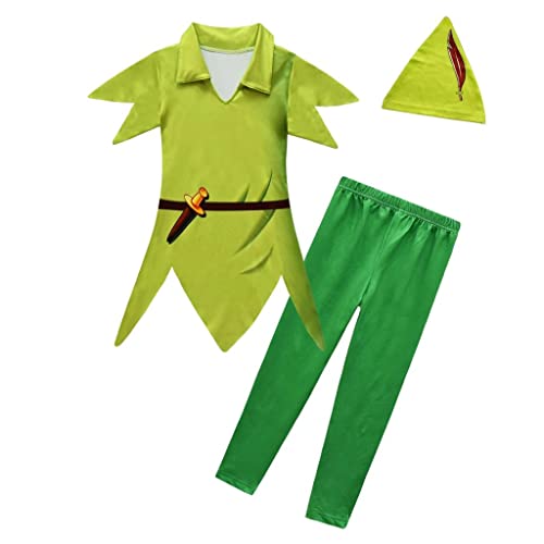 Dressy Daisy Peter Pan Costume with Hat for Little Boys Halloween Fancy Party Dress Up Outfit Set Size 12-14