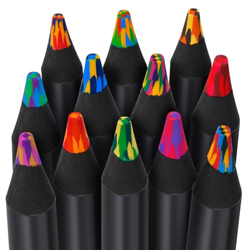 Stocking Stuffers for Kids, 12 Colors Rainbow Pencils, Valentines Day Gifts for Kids Adults, Teens Birthday Party Art Supplies, Christmas Gifts for Teenagers, Easter Basket Stuffers, Pre-sharpened