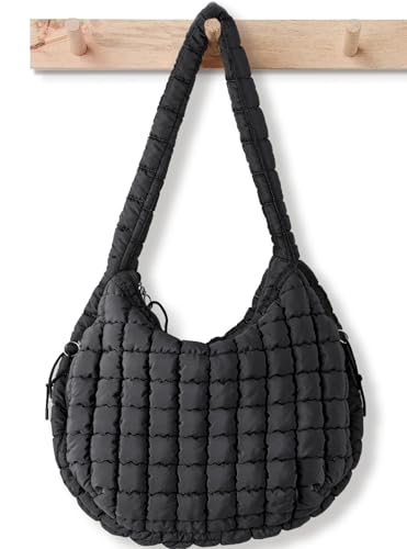 Puffer Tote Bag for Women Large Quilted Tote Bag Quilted Carryall Bag Soft Puffy Crossbody Bag Hobo Handbags Puff Purse