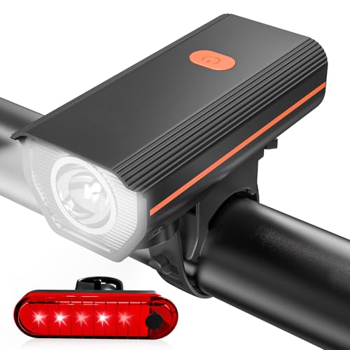 KUNHAK Rechargeable Bike Lights, Ultra Bright Bicycle Lights for Night Riding, Road Mountain Bike Accessories for Kids Adults - Bike Headlight with Tail Light