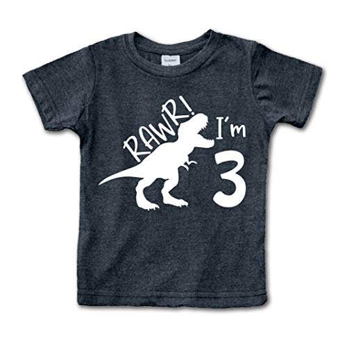 rawr im 3 Dinosaur 3rd Birthday Shirt boy Roar Three Year Old Dino Tshirt rex (Charcoal Black, 3 Years)