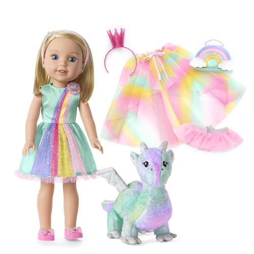 American Girl WellieWishers 14.5-inch Camille Doll Playset with Crisella The Dragon, Doll Dress and Accessories, and Storybook, for Ages 4+