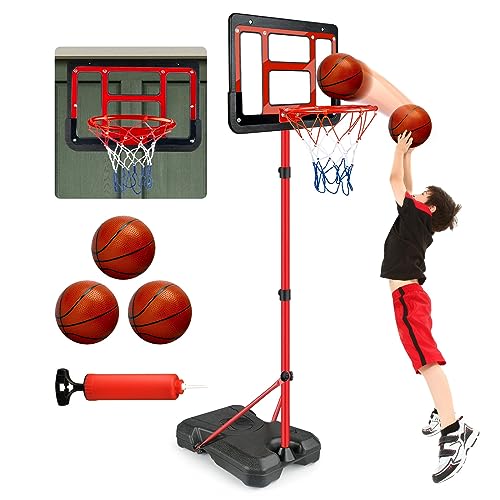 ShyLizard Boys Toy Gifts for 3 4 5 6 7 8 Years Old, Kids Basketball Hoop Adjustable Height 3.5FT-6.2FT, Mini Basketball Hoop for Kid Boys, Basketball Goal Toys Outdoor Indoor Game Gifts for Boys