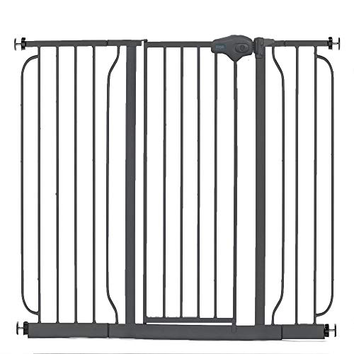 Regalo Easy Step 49-Inch Extra Wide Baby Gate, Includes 4-Inch and 12-Inch Extension Kit, 4 Pack of Pressure Mount Kit and 4 Pack of Wall Mount Kit, Black