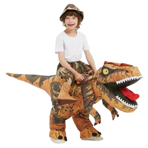 GOOSH Inflatable Dinosaur Costume Kids Halloween Blow up Costume for Boy Girl Funny Riding T Rex Costume for Party Cosplay (4-6Yrs)