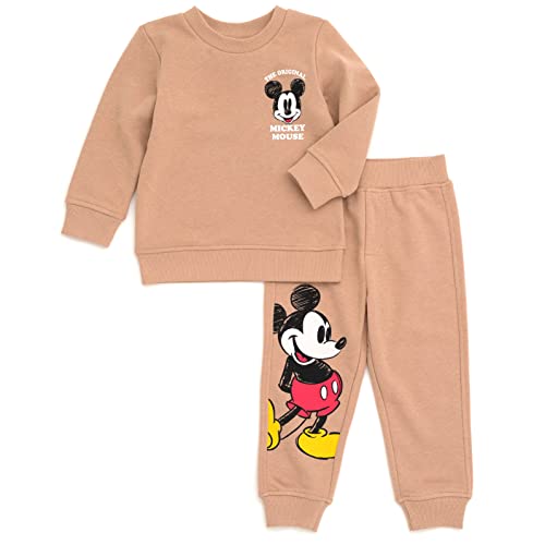 Disney Mickey Mouse Toddler Boys Fleece Sweatshirt and Pants Set Brown 3T