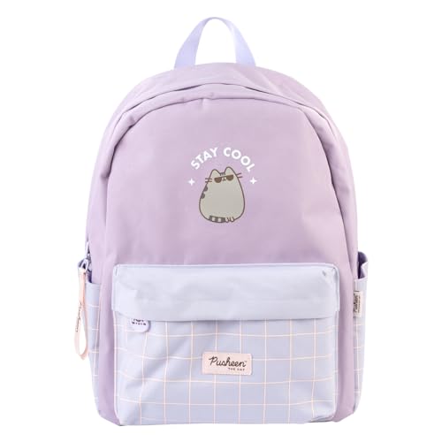 Grupo Erik: Pusheen School Backpack | Backpack Pusheen The Cat 25L, 20 x 29 x 42 cm, Adjustable Shoulder Straps, Front and 2 Side Pockets, Backpack for Girls or Girls, Kawaii Stationery, Purple, 20