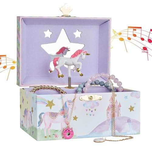 Jewelkeeper Jewelry Box for Girls - Girls Bedroom Accessories, Unicorn Musical Jewelry Boxes with Spinning Unicorn Doll, Beautiful Dreamer Tune - Perfect Unicorn Birthday Gift for Kids 3 and Up