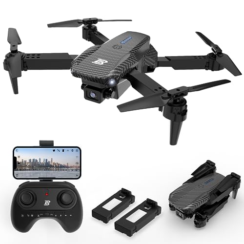 BEZGAR BD101 Drone with 1080P Camera for Adults and Kids - Foldable FPV Remote Control Mini Quadcopter with Gestures Selfie, One Key Start/Land, 3D Flips, 2 Batteries, Toys Gifts for Kids, Adults