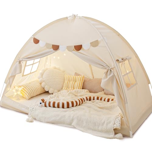 Twin Size Bed Canopy Bed Tents Dream Tent on Bed Privacy Space Blackout Sleeping Tents Indoor Breathable Portable Cottage Drafty Room Floor Bed Tents