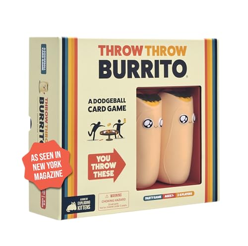 Exploding Kittens Presents Throw Throw Burrito - A Dodgeball Card Game - Family Card Games for Adults, Teens & Kids - 2-6 Players - Ages 7 and Up - 120 Cards