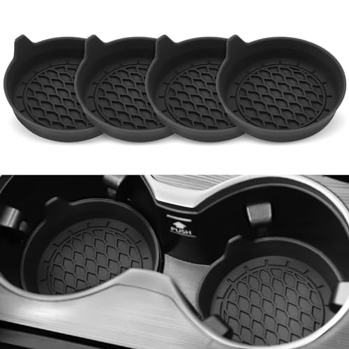 SINGARO Car Cup Holder Coaster, Silicone Cup Holder Insert, Universal Non-Slip Cup Holders, Car Accessories Interior for Women and Man Interior Sets 4 Pack Black