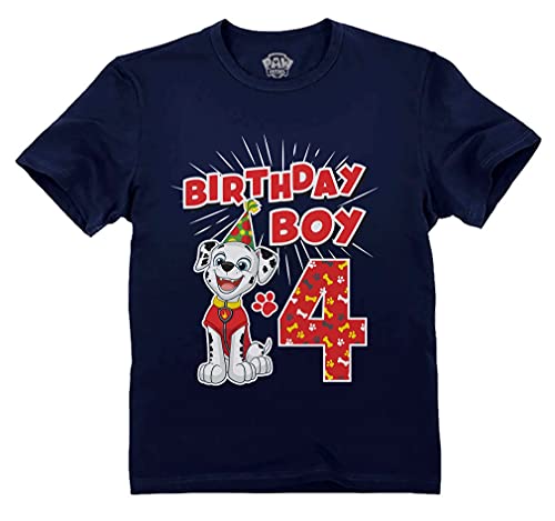 Paw Patrol Marshall 4th Birthday Boy Shirt Gifts for 4 Years Old Bday Party Toddler Kids T-Shirt 4T Navy