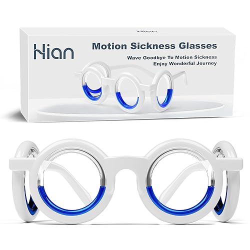 Hion Motion Sickness Glasses, Car Sickness Glasses,Relieve Carsickness Airsickness Seasickness Glasses,Anti Nausea Vertigo Glasses, No Lens Liquid Glasses for Adults or Kids(1Pair Without Bags)