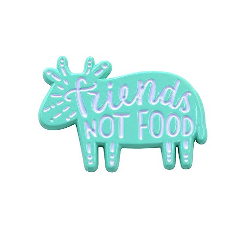 REAL SIC 'Friends Not Food' Vegan Pin - Animal Friendly Enamel Pin - vegetarian/Vegan Protest Pin for Jackets, Backpacks, Hats, Bags & Tops