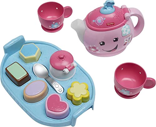 Fisher-Price Toddler Toy Laugh & Learn Sweet Manners Tea Set with Music & Lights for Educational Pretend Play Kids Ages 18+ Months