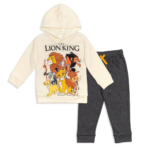 Disney Lion King Simba Pumbaa Timon Toddler Boys Fleece Hoodie and Pants Outfit Set Tusk/Charcoal Heather Grey 3T