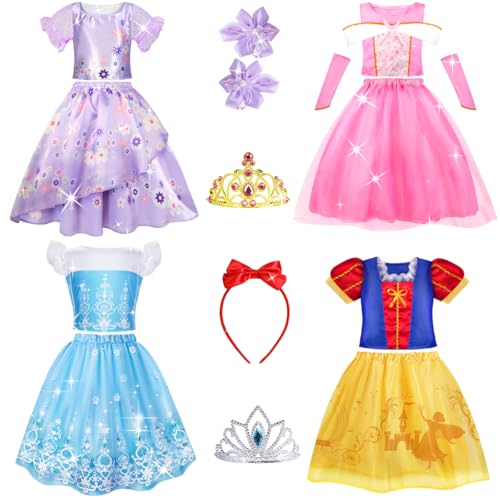 Meland Princess Dress Up - Princess Dresses for Girls with Princess Toys, Dress Up Clothes for Little Girls Pretend Play