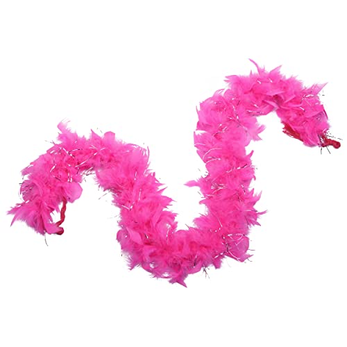 25 Gram, 4 Feet Long Chandelle Feather Boa, Great for Party, Wedding, Halloween Costume, Christmas Tree, Decoration (Candy Pink w/silver lurex)