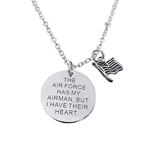 Art Attack United States Air Force Chain Necklace, American Flag Pendant Charm, Gift for Military Parent Child Girlfriend Boyfriend Brother Sister (Silver)