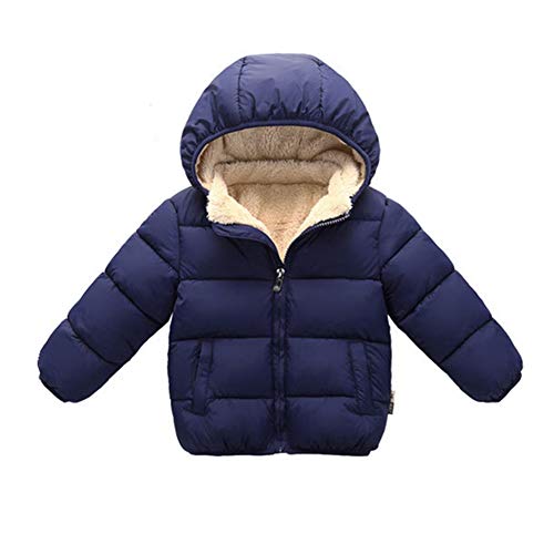 Toddler Baby Hooded Down Jacket Boys Girls Kids Thicken Warm Winter Coat Outerwear 18-24M Navy