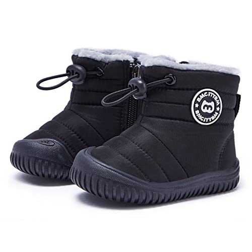 BMCiTYBM Baby Snow Boots Boys Girls Winter Infant Shoes Anti-Slip 6 9 12 18 24 Months Faux Fur Black Size 12-18 Months Toddler